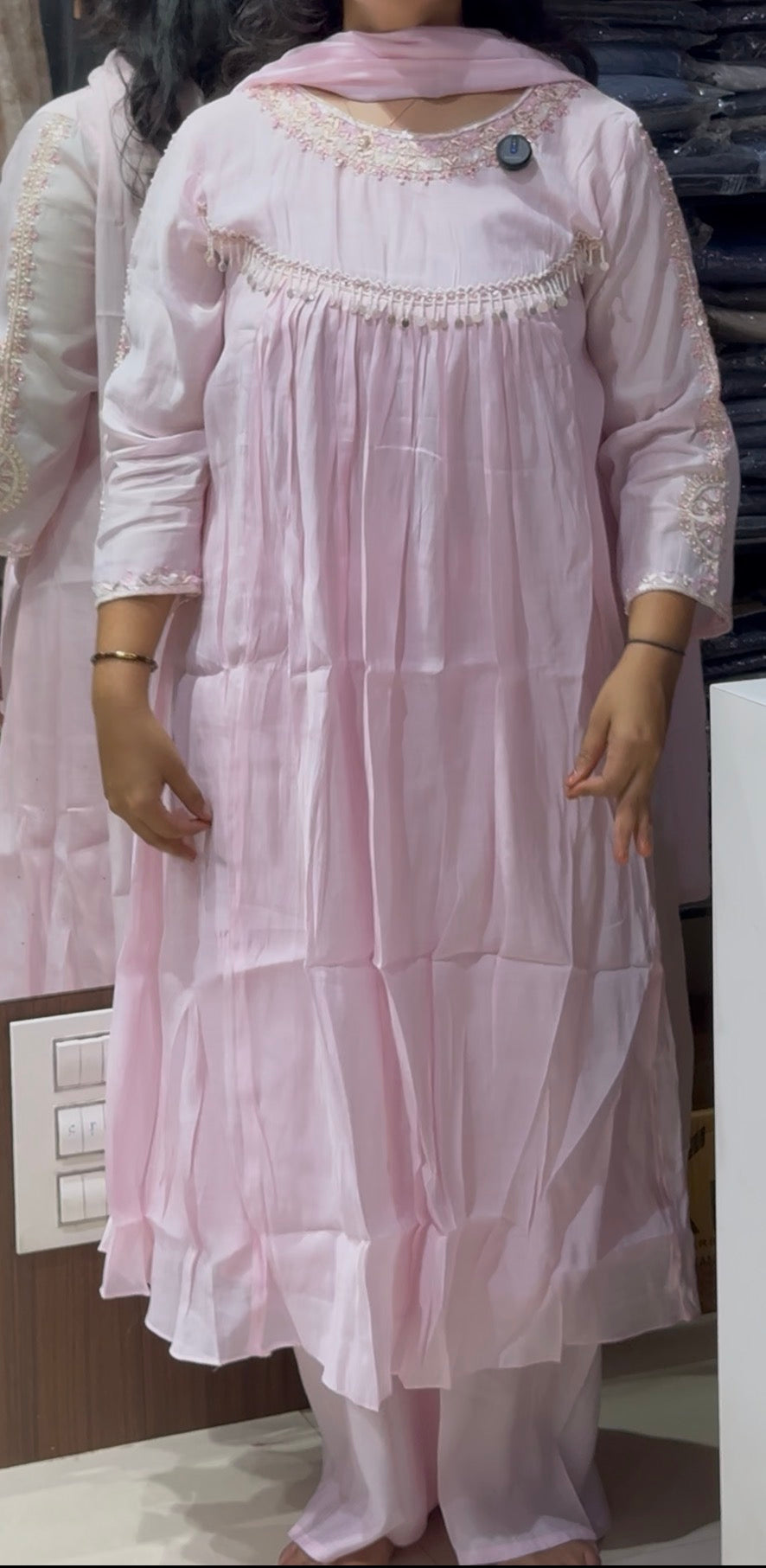 K206 Rose pink mulchanderi suit set