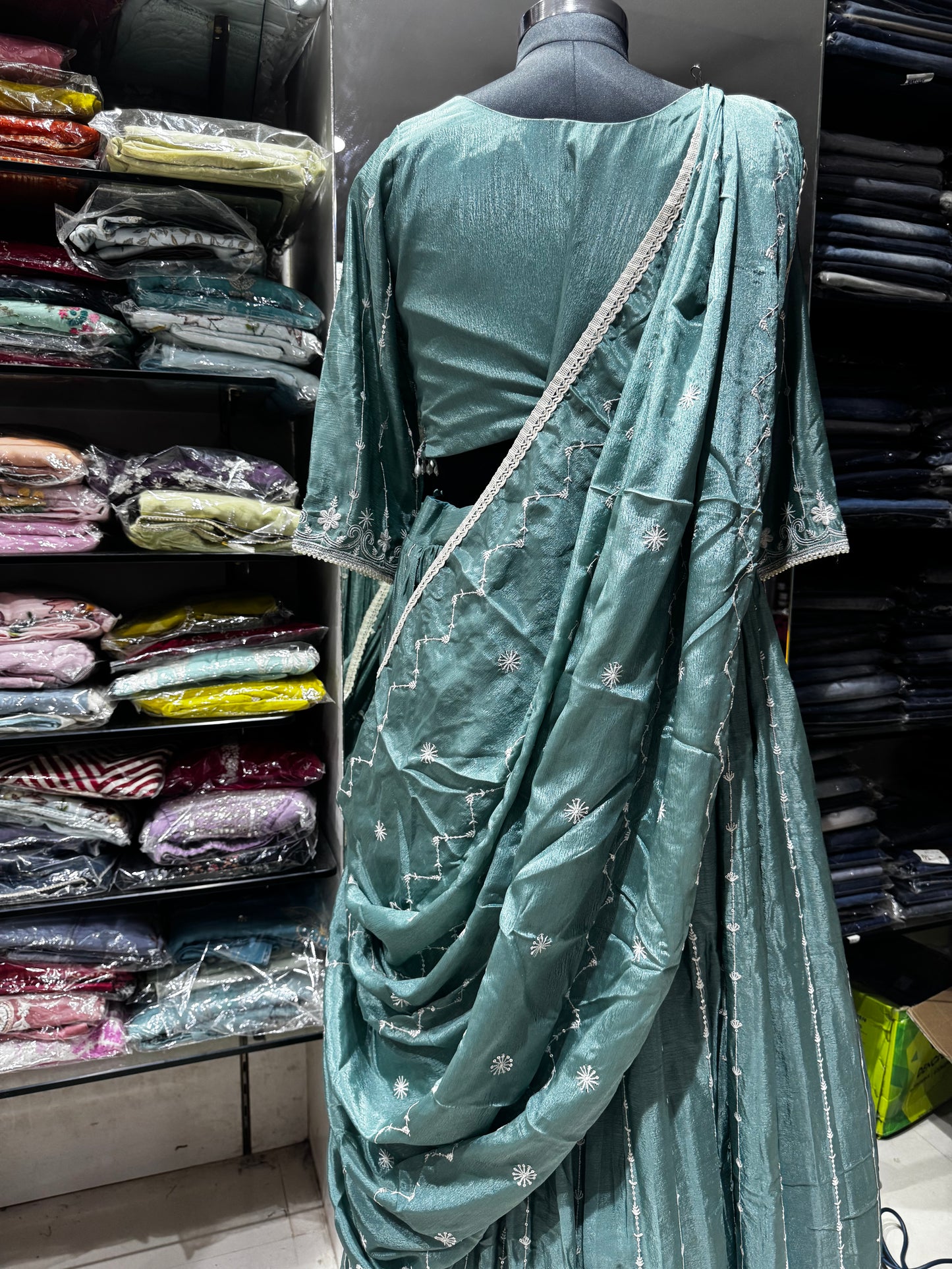 IN3 Teal blue gagra with dupatta