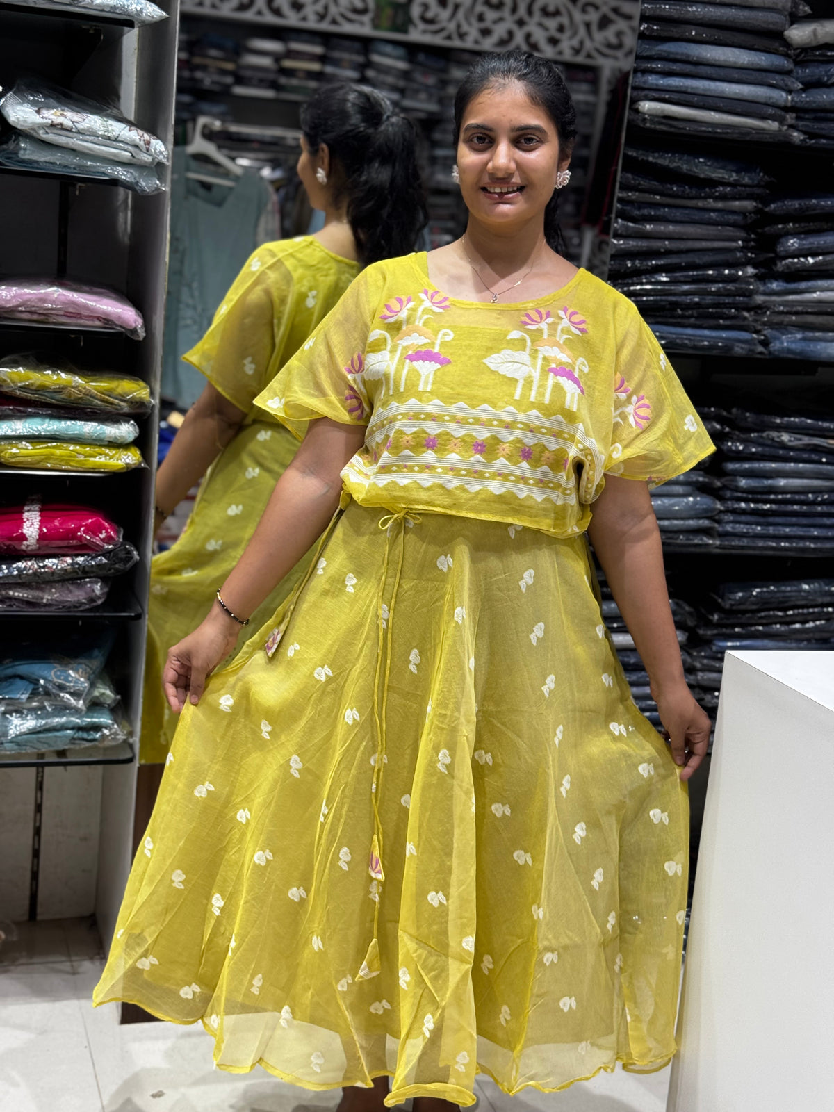 F140 Jamdani Poncho dress