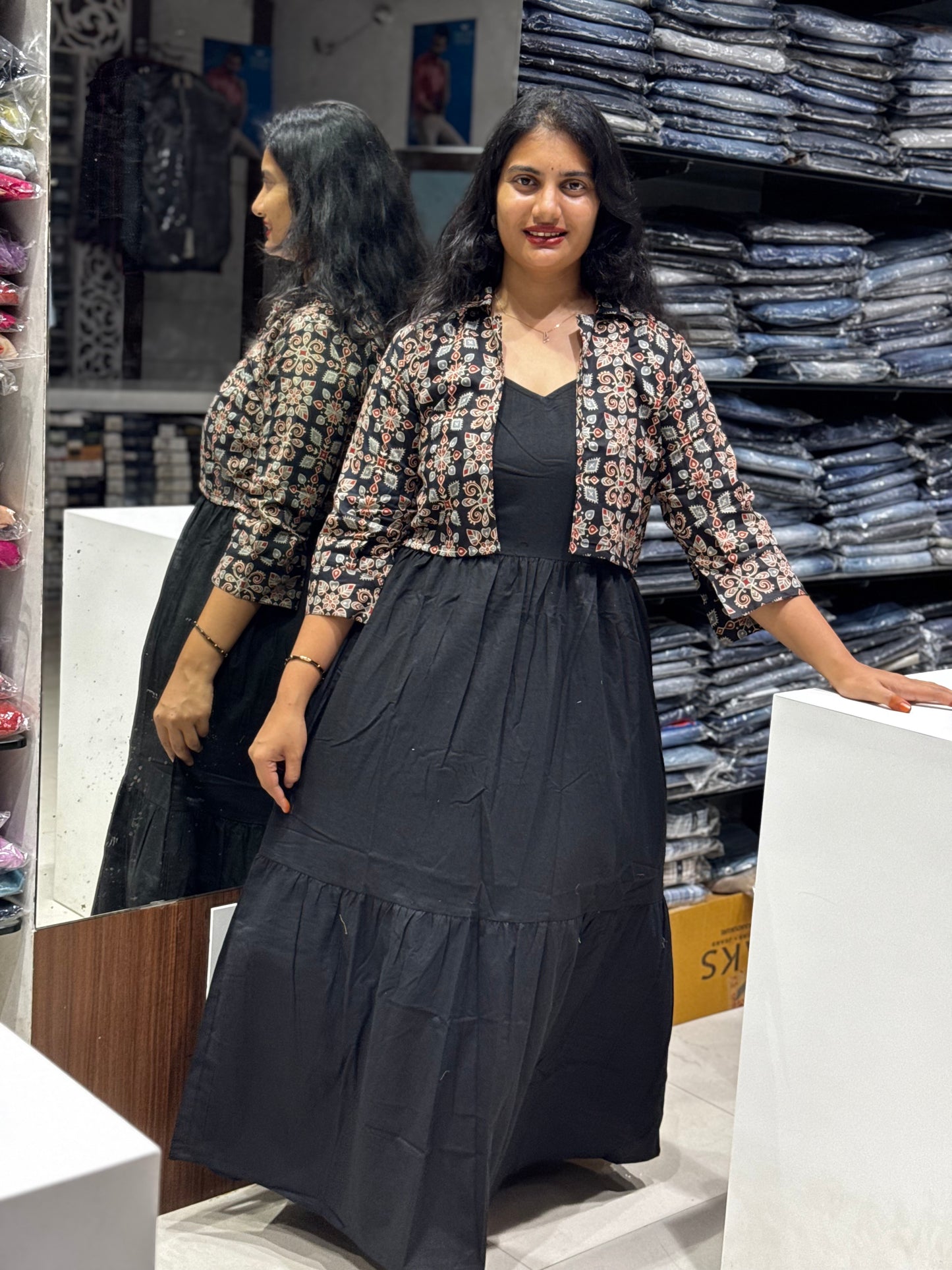 F146 Jaipur cotton jacket style gown