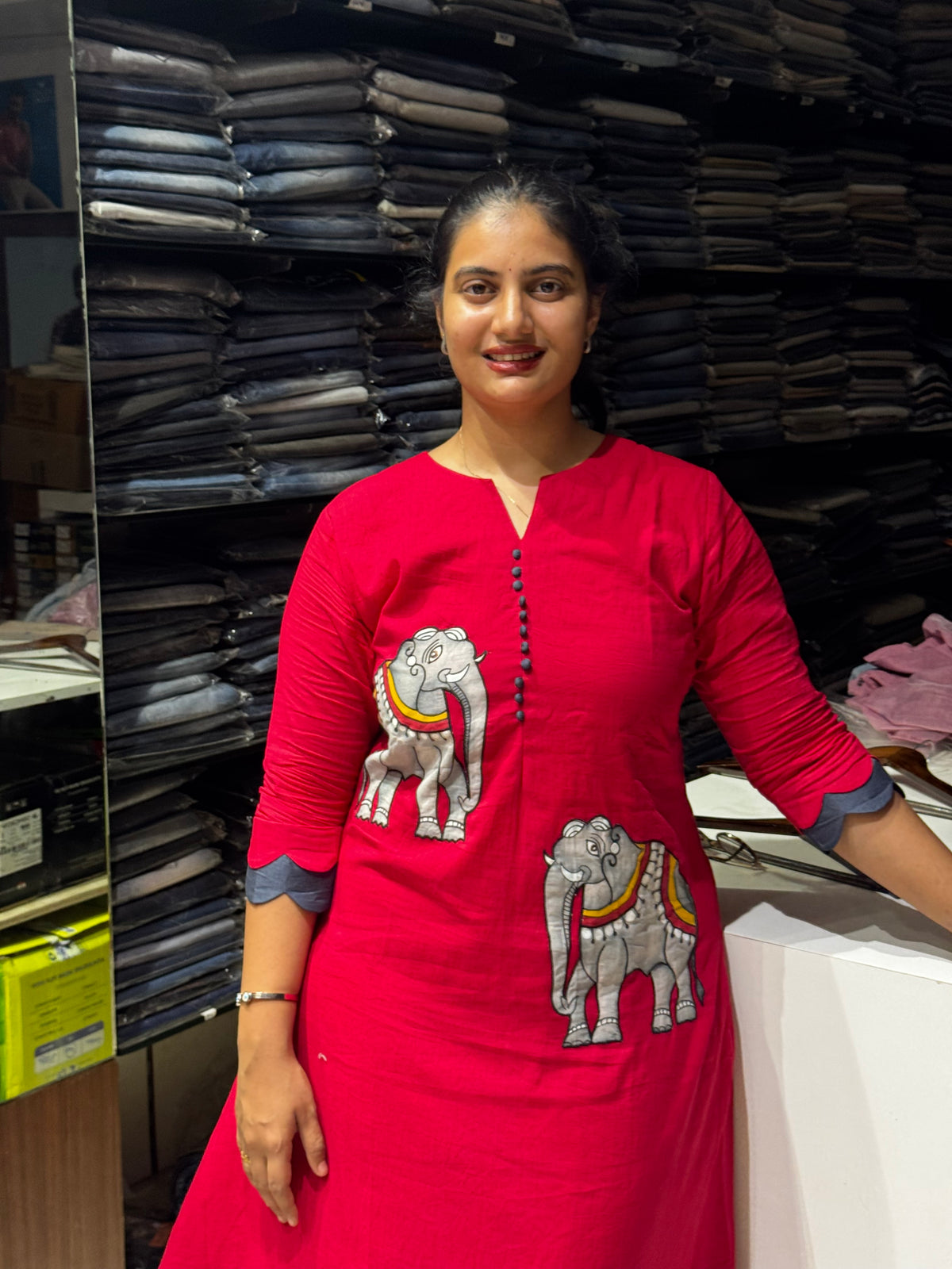 F132 Elephant handpainted mulcotton gowns