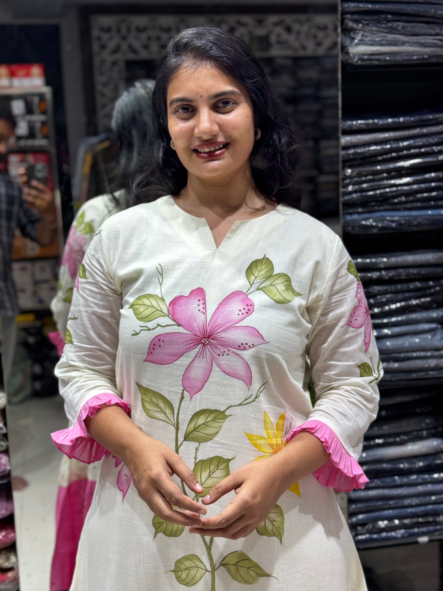 F117 Brush paint flower mulcotton frock