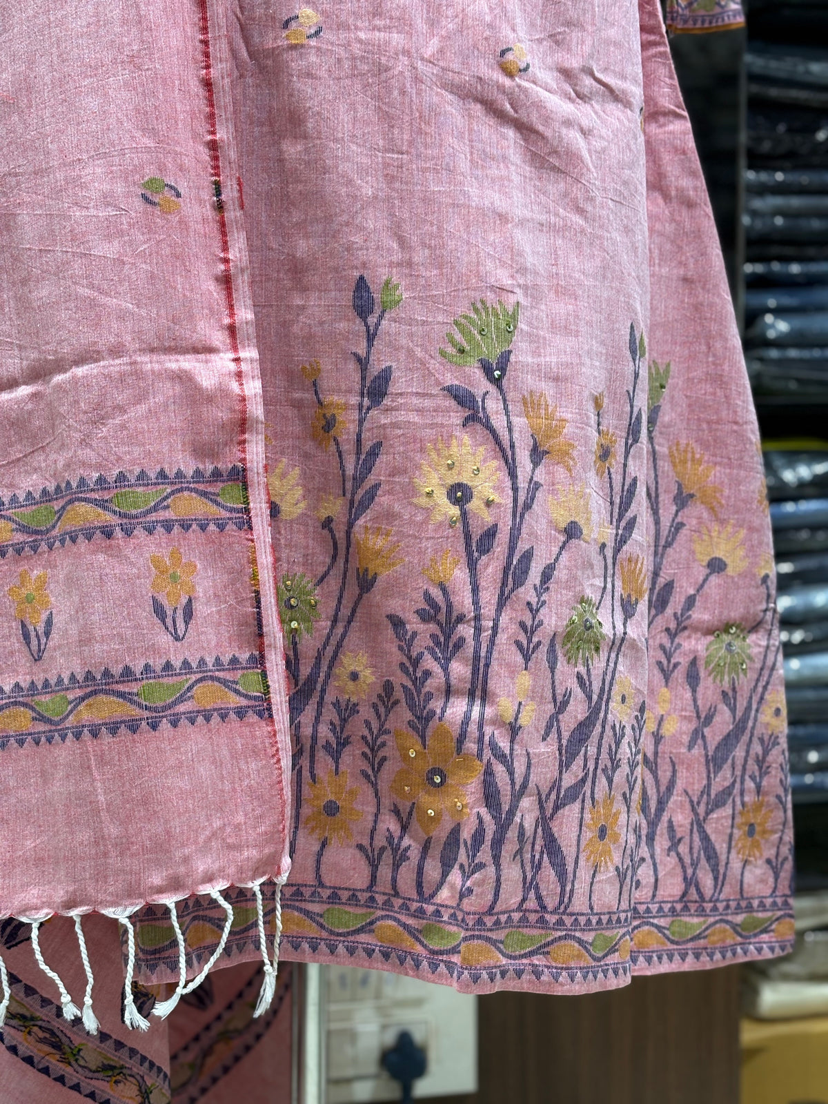 K197 Jamdani 3pice set onion pink