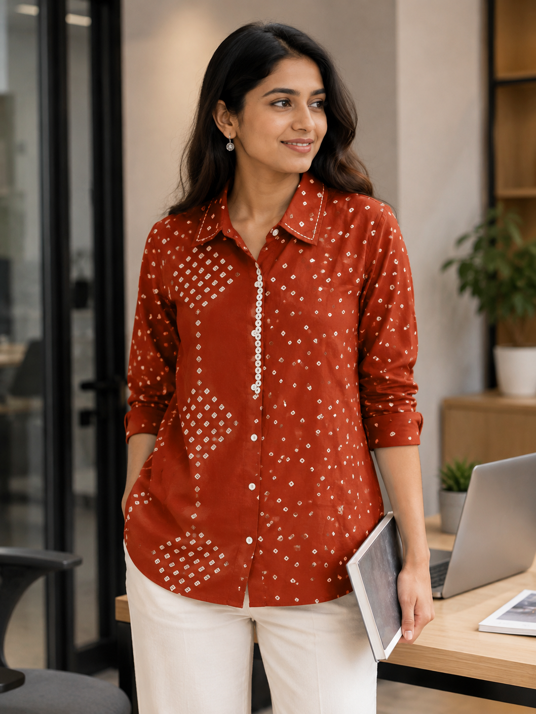 SH16 Jaipur cotton bandhini shirt