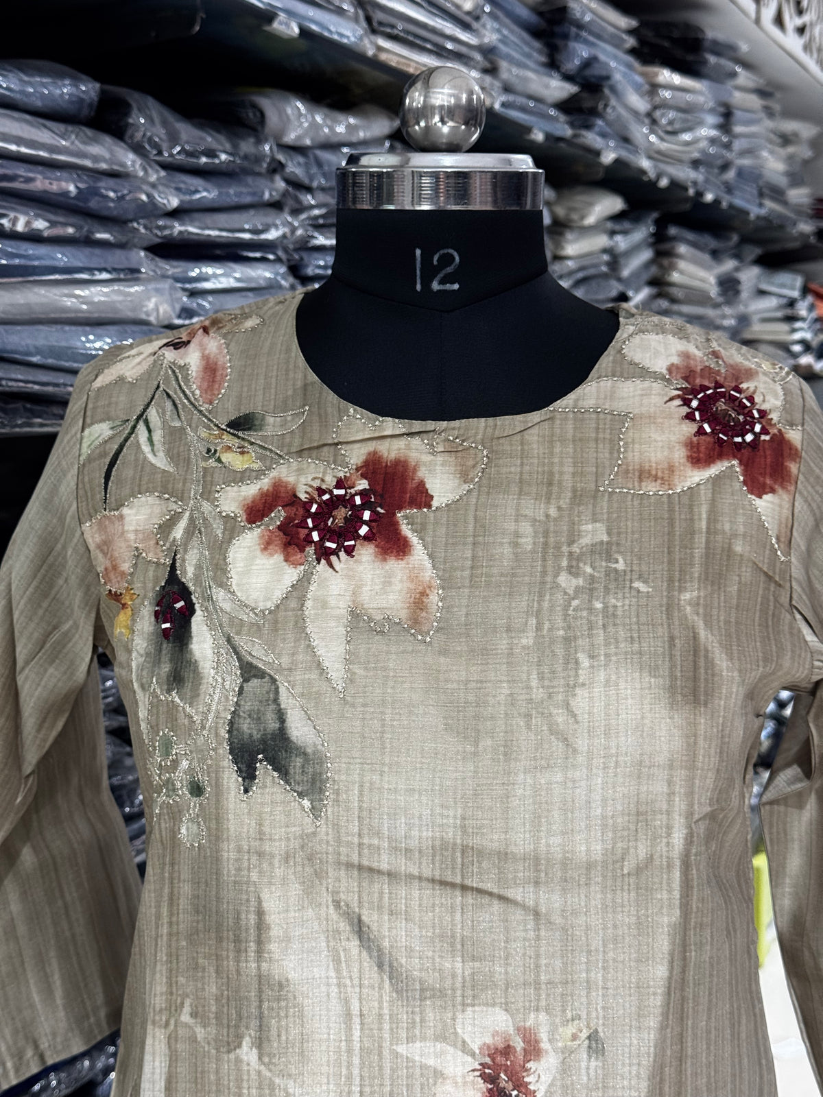 K252 Viscose linen beige three peice suit set