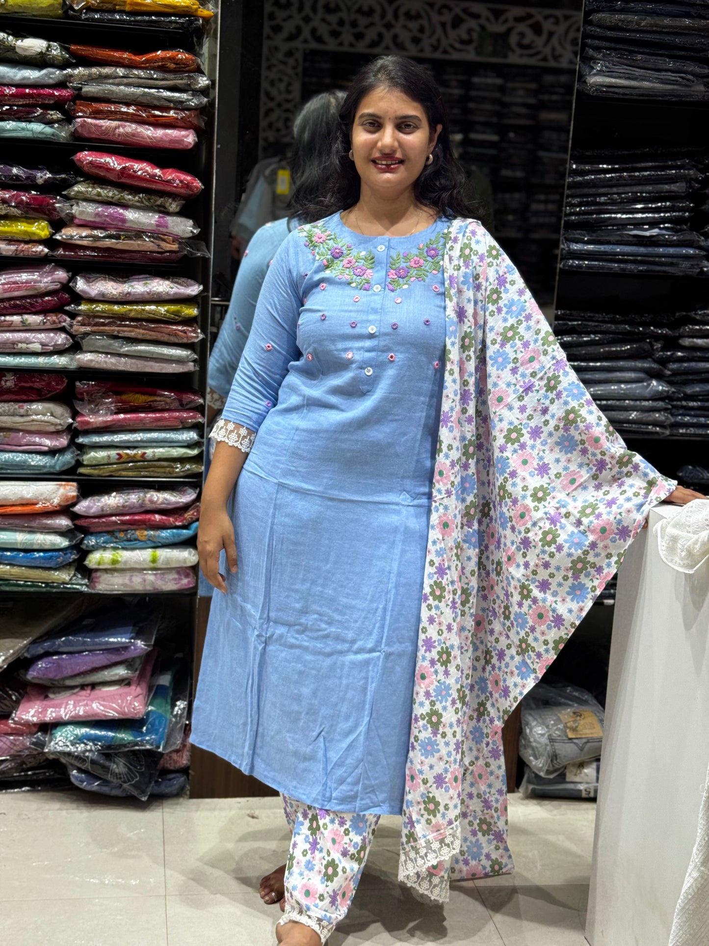 K160 Handloom cotton floral 3pc set