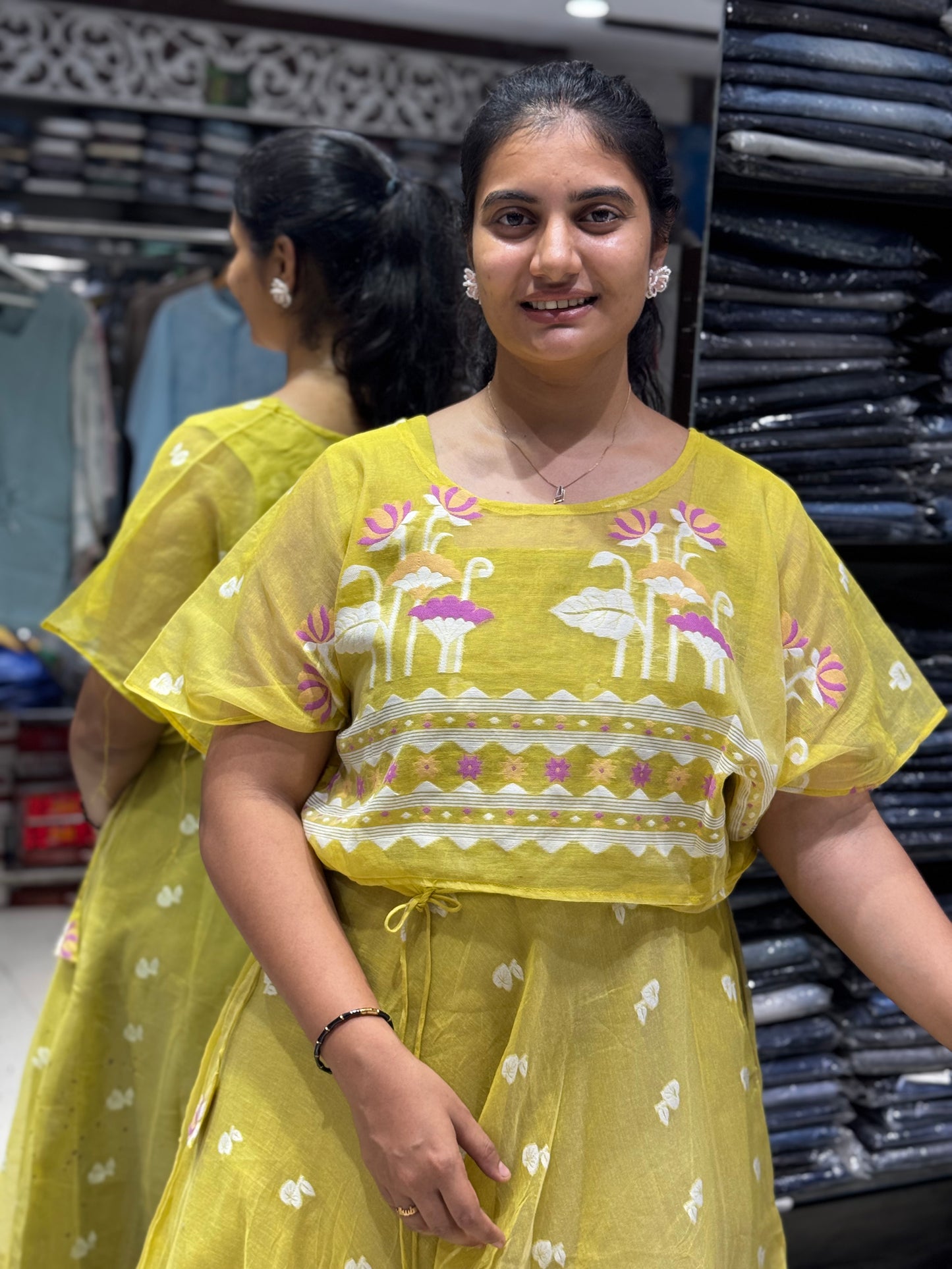 F140 Jamdani Poncho dress