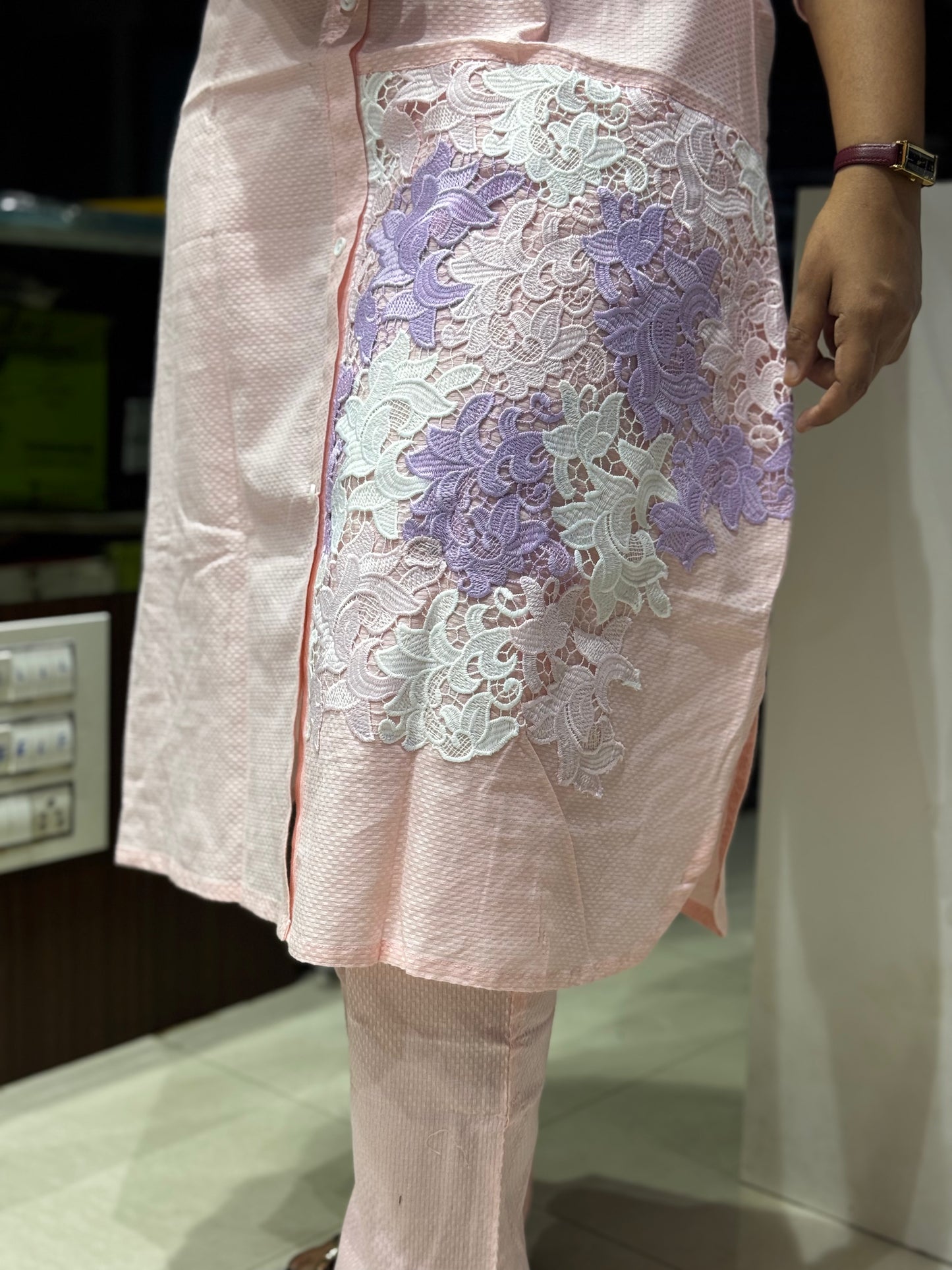 C72 BABY PINK CORD SET WITH APPLIQUE WORK