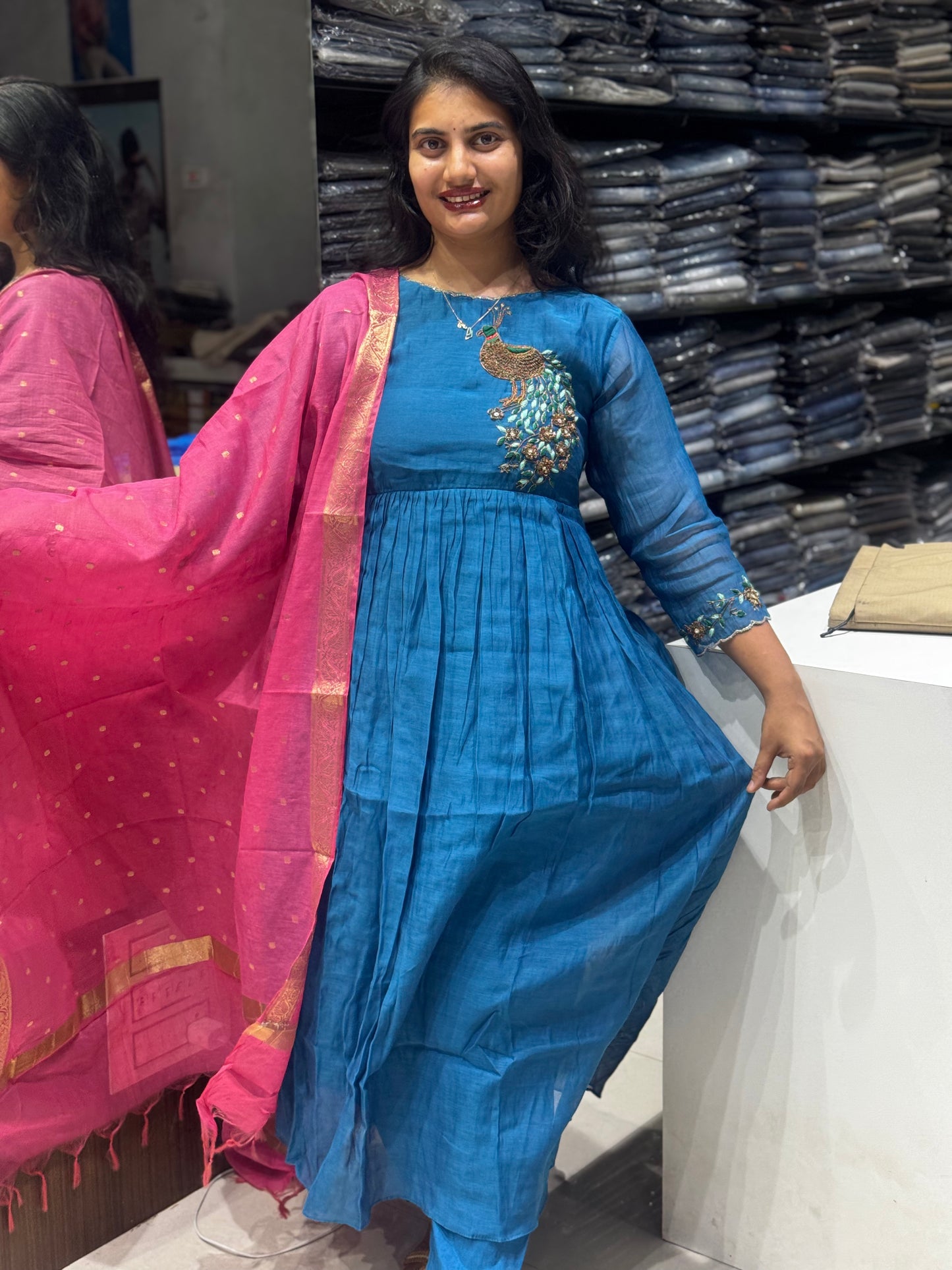 K152 BLUE BENRAS MULCHANDERI SUIT SET