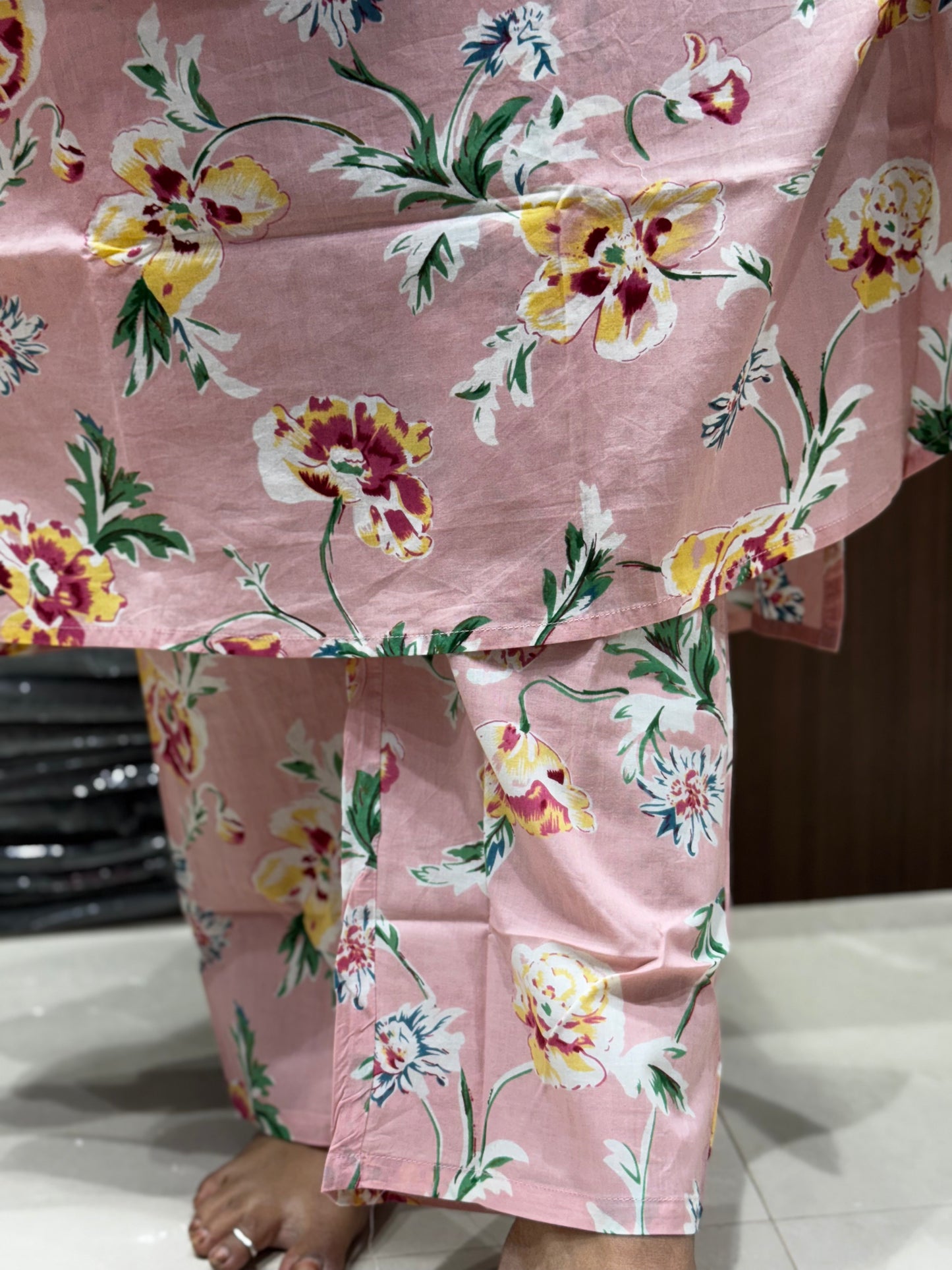 C42 PINK FLORAL JAIPUR COTTON CORD SET
