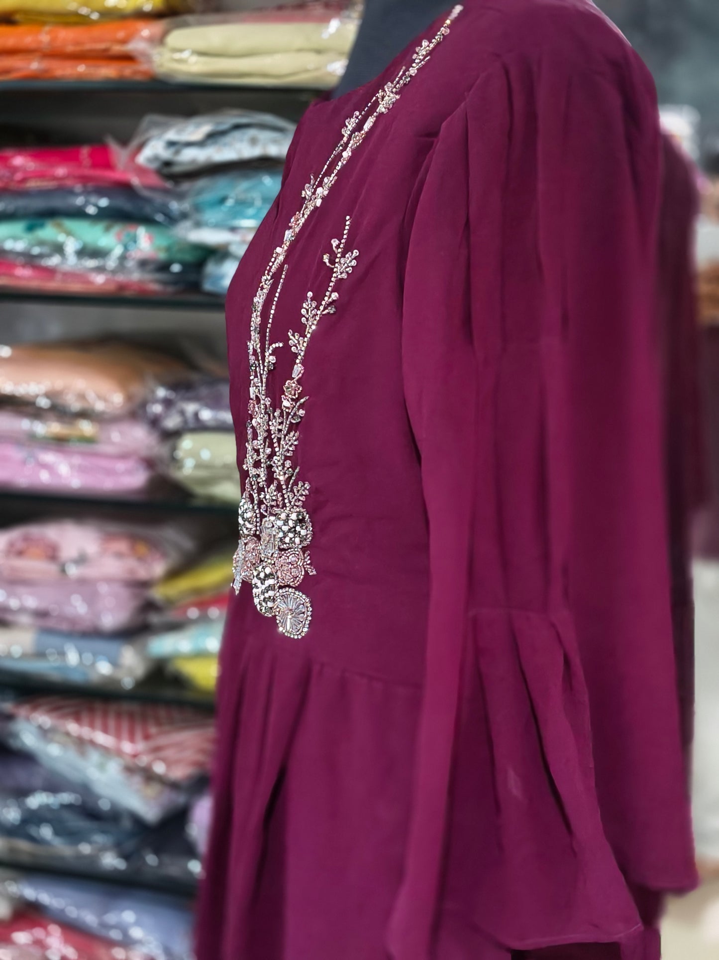 IN17 Indo-western Cord Set Wine And PINK Colour