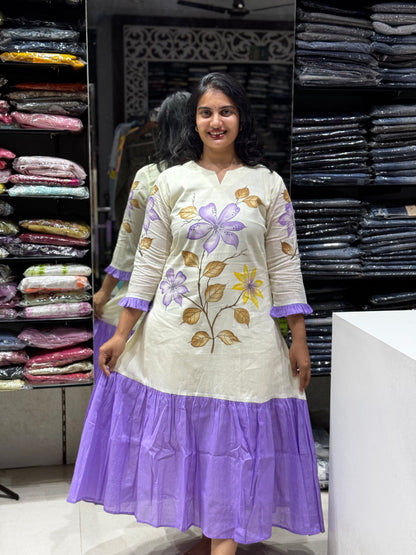 F117 Brush paint flower mulcotton frock