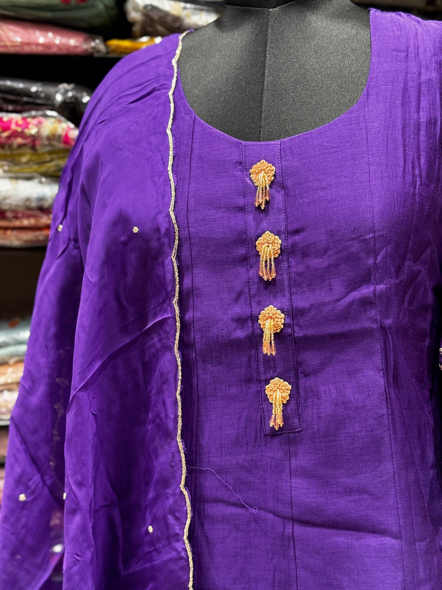 K175 Benaras Mulchanderi Partywear three peice set