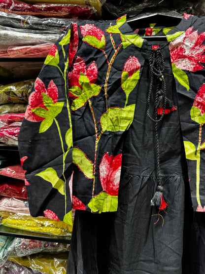F118 Jacket style jaipur  cotton frock