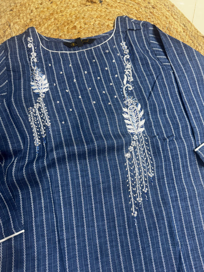 T42 Handloom kurti with zardosi work