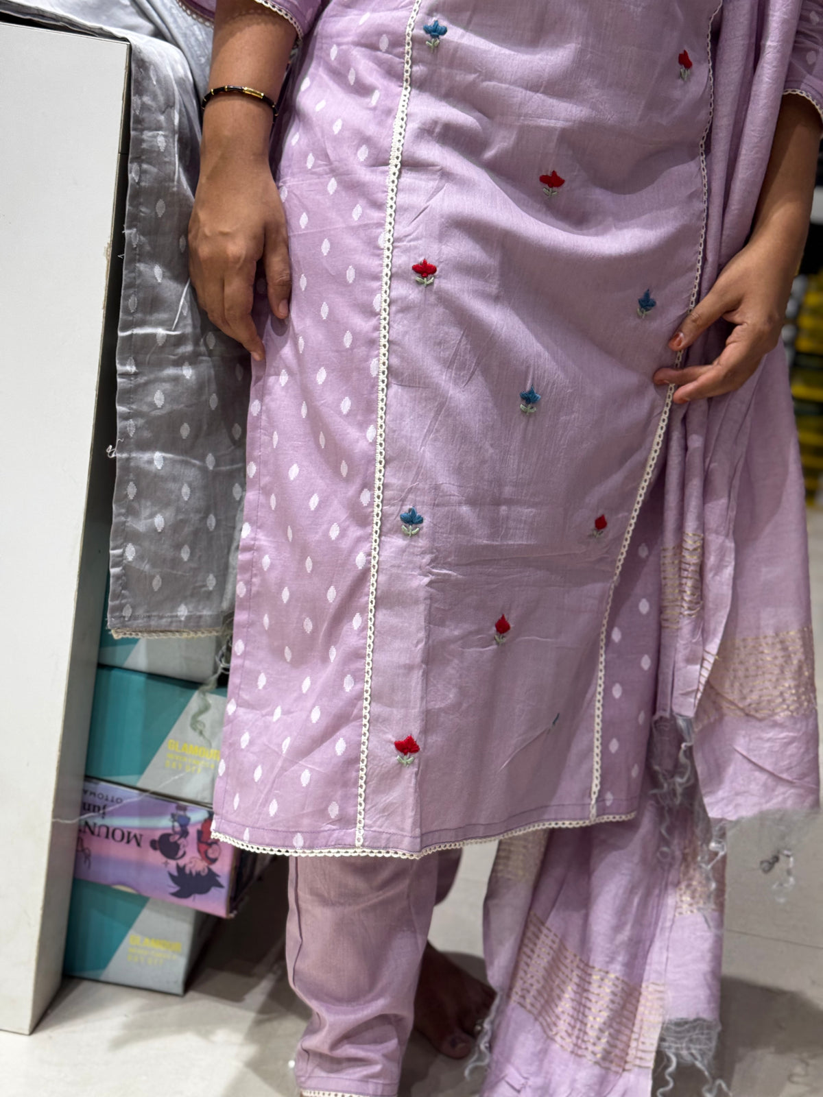 K211 Mulcotton Jamdani three peice suit set