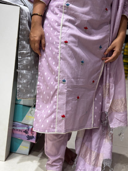 K211 Mulcotton Jamdani three peice suit set