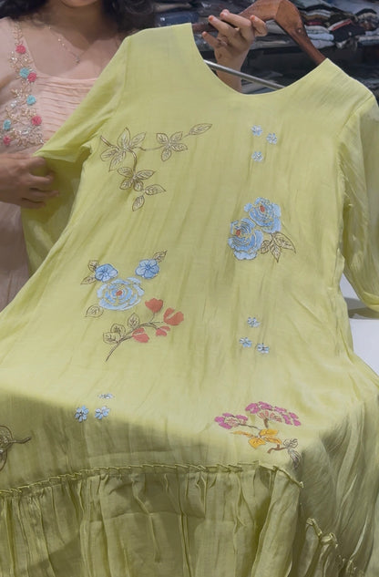 F156 Benaras mulchanderi dress