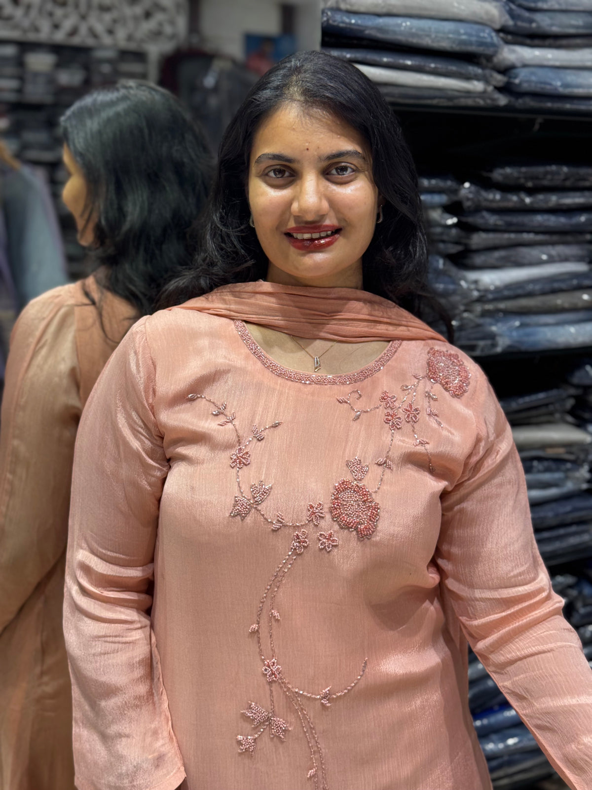 K229 chinon silk three peice suit set