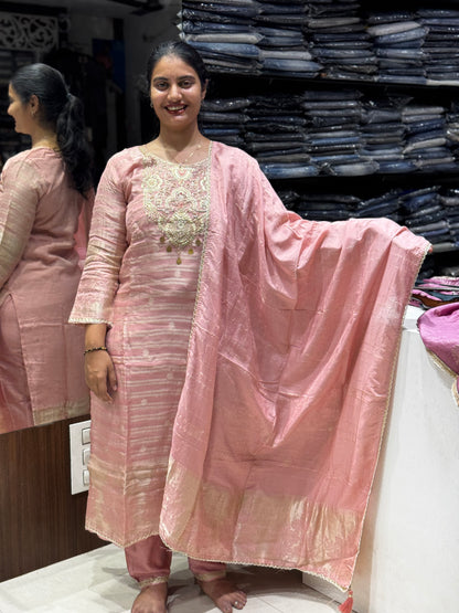 K240 Tissue Chanderi silk three peice suit set