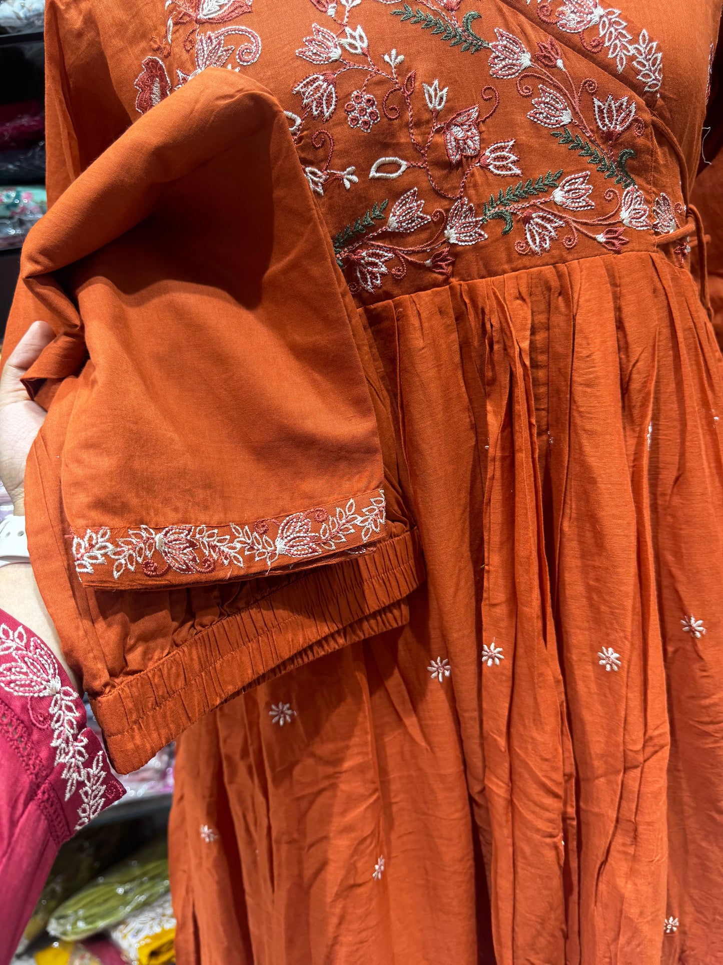 K184 Mulmulcotton anarkali 3pc set