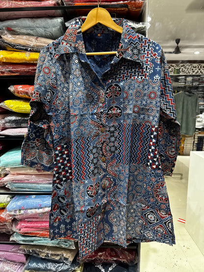 SH19 Ajarkh Jaipur cotton shirt style tunic
