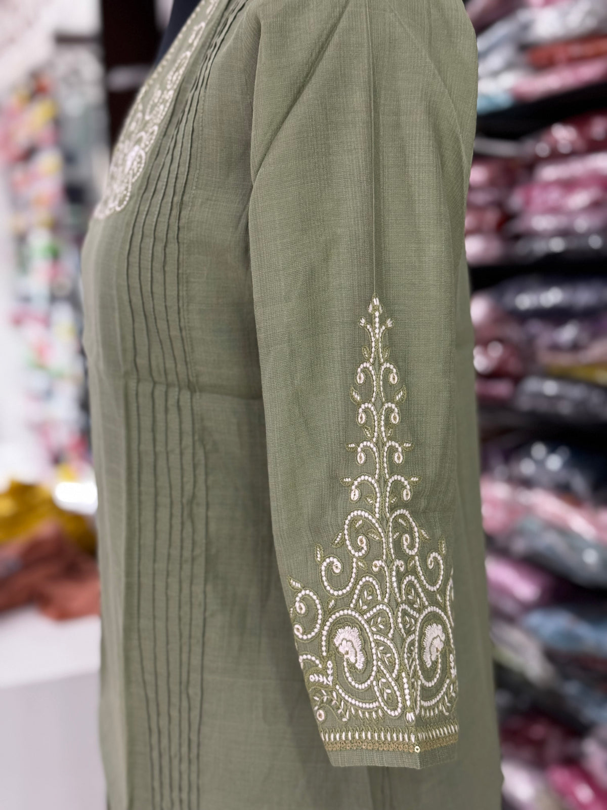 T51 Green Vatican silk kurti