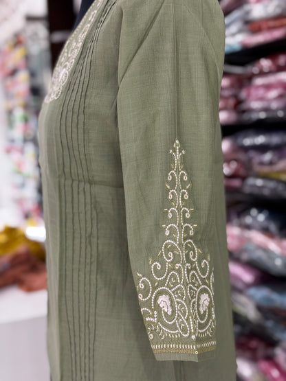 T51 Green Vatican silk kurti
