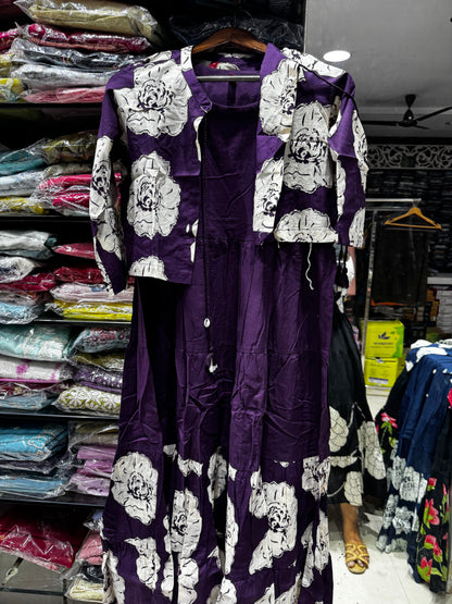 F118 Jacket style jaipur  cotton frock