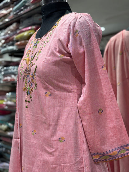 K197 Jamdani 3pice set onion pink