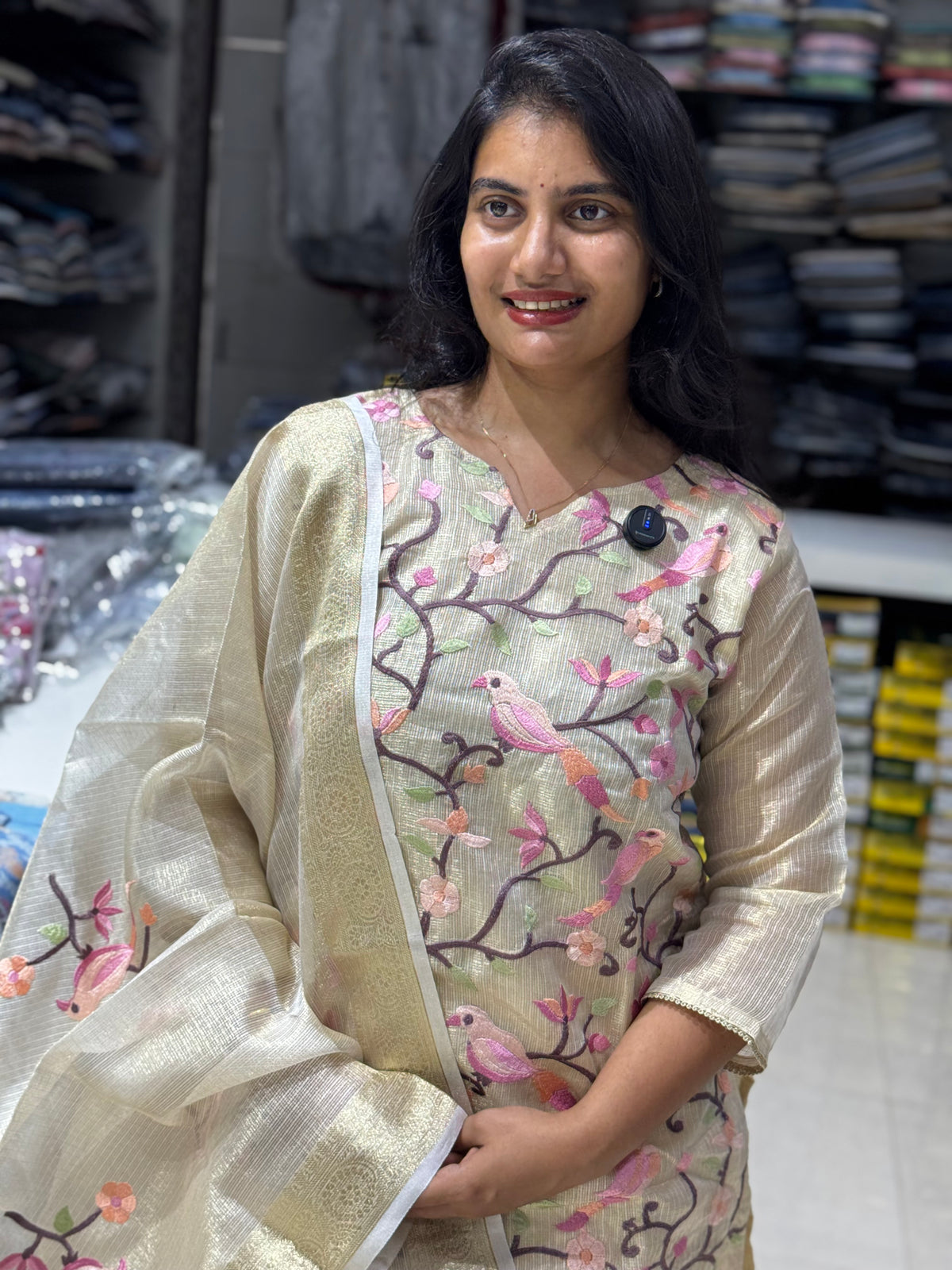 K209 Peacock Multi silk kota three peice set