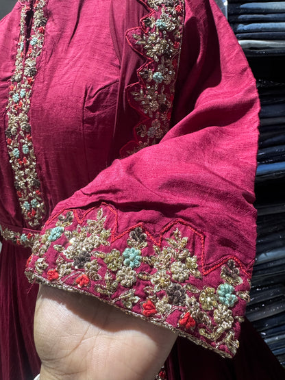 IN5 Marron red indowestern dress