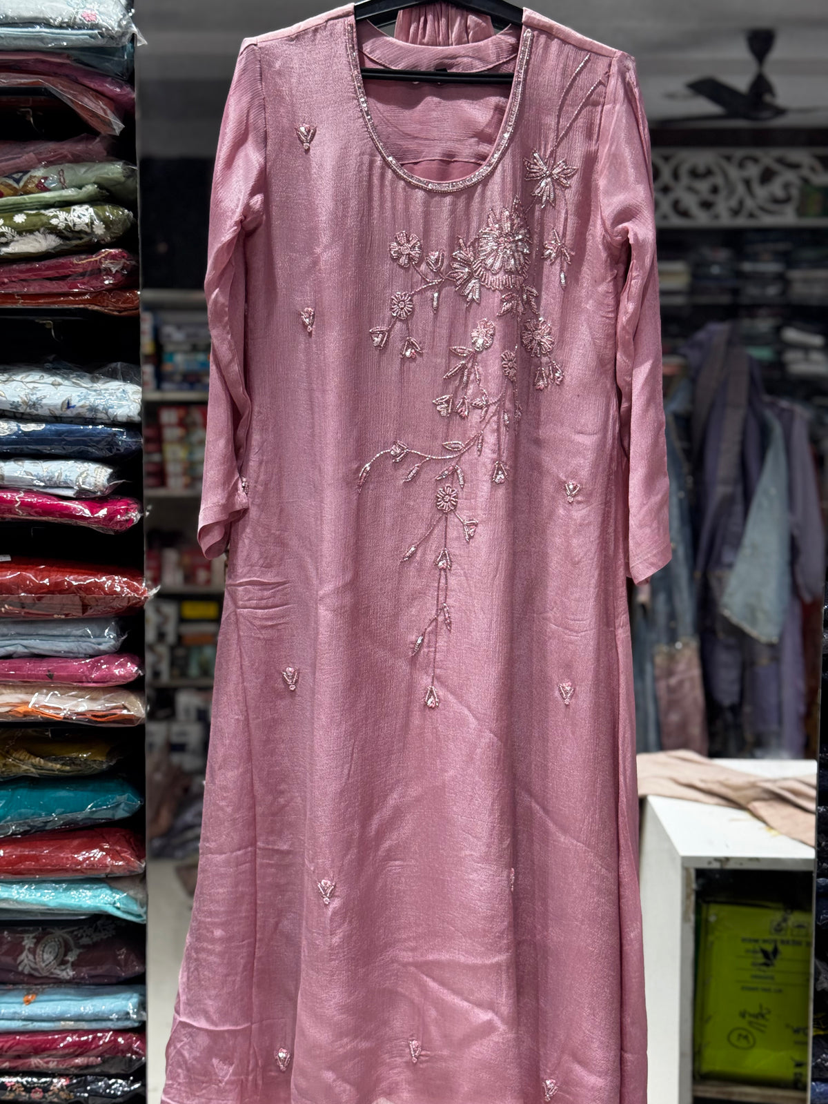 K229 chinon silk three peice suit set