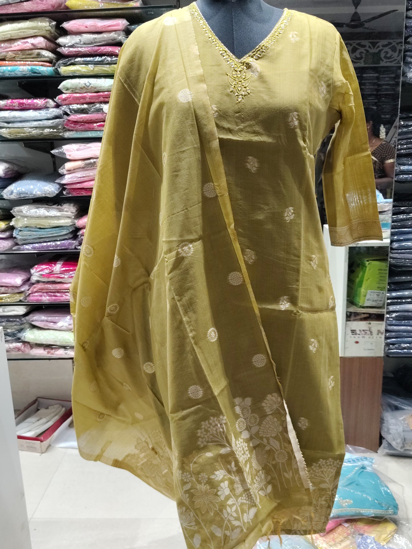 K165 Raw SILK jamdani 3pc sets