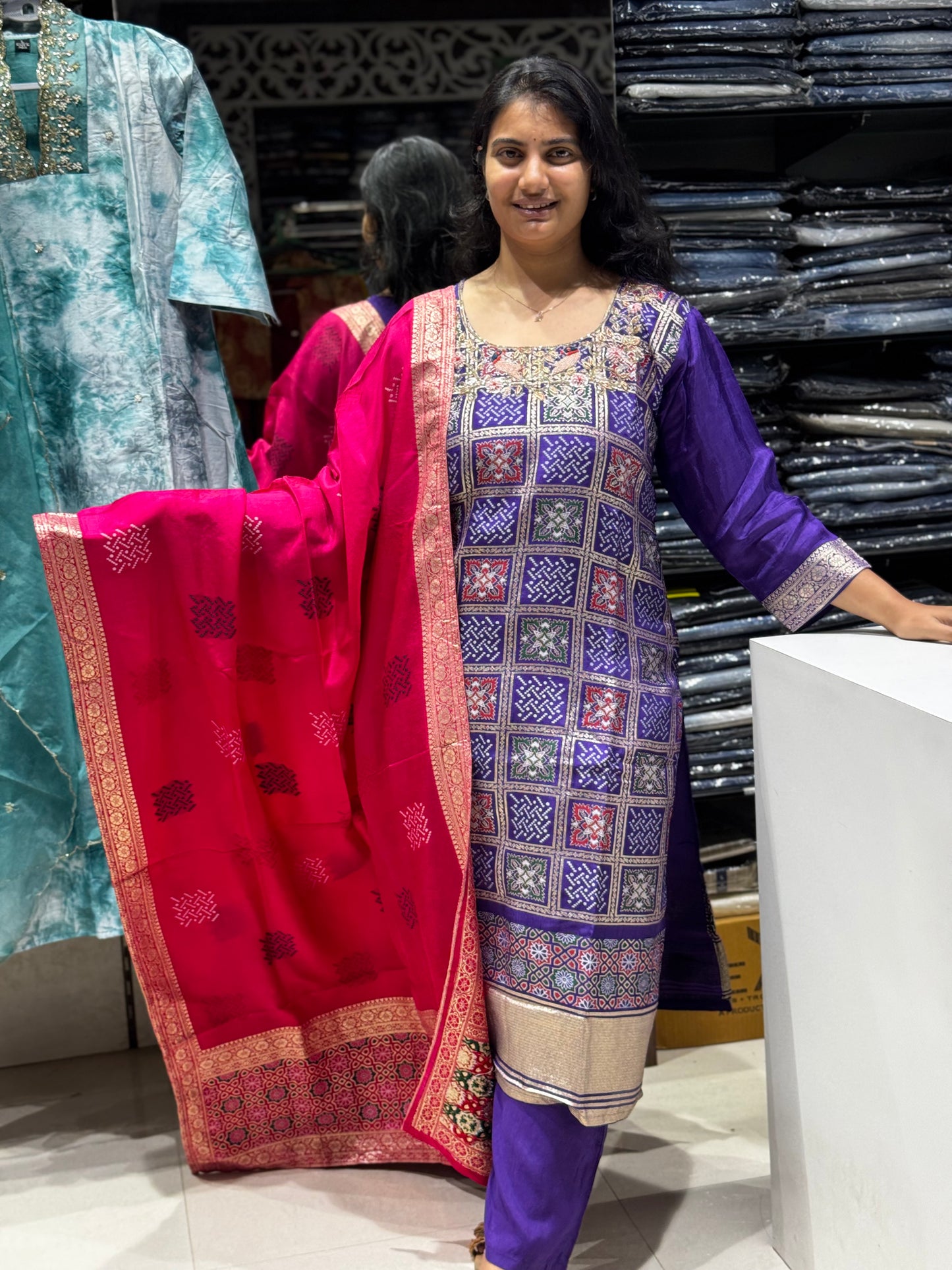 K191 Benaras georgette three 3pc suit set