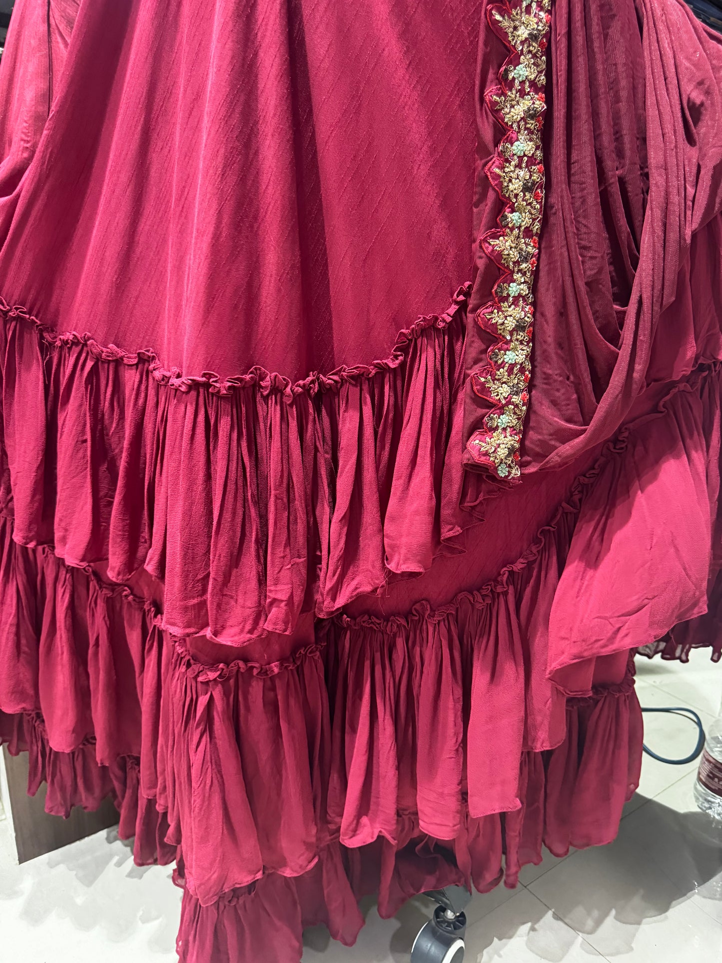 IN5 Marron red indowestern dress
