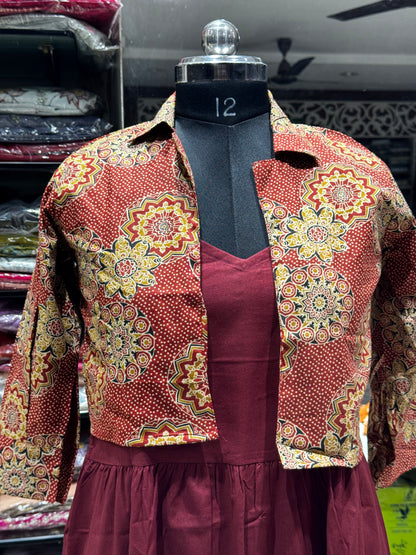 F146 Jaipur cotton jacket style gown