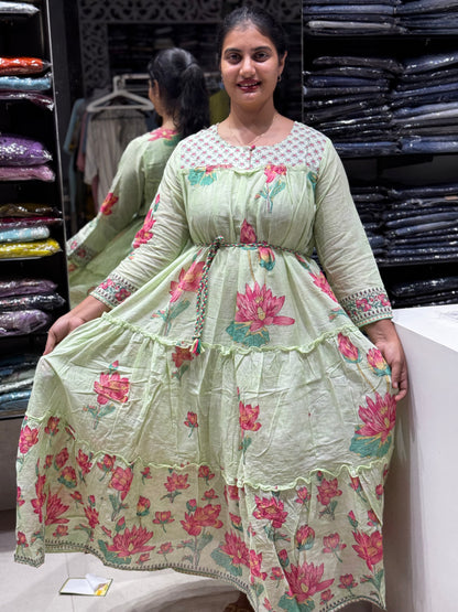 F137 Mulmul cotton printed dress
