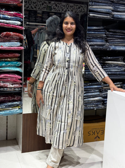 C129 Chanderi stripes cord set