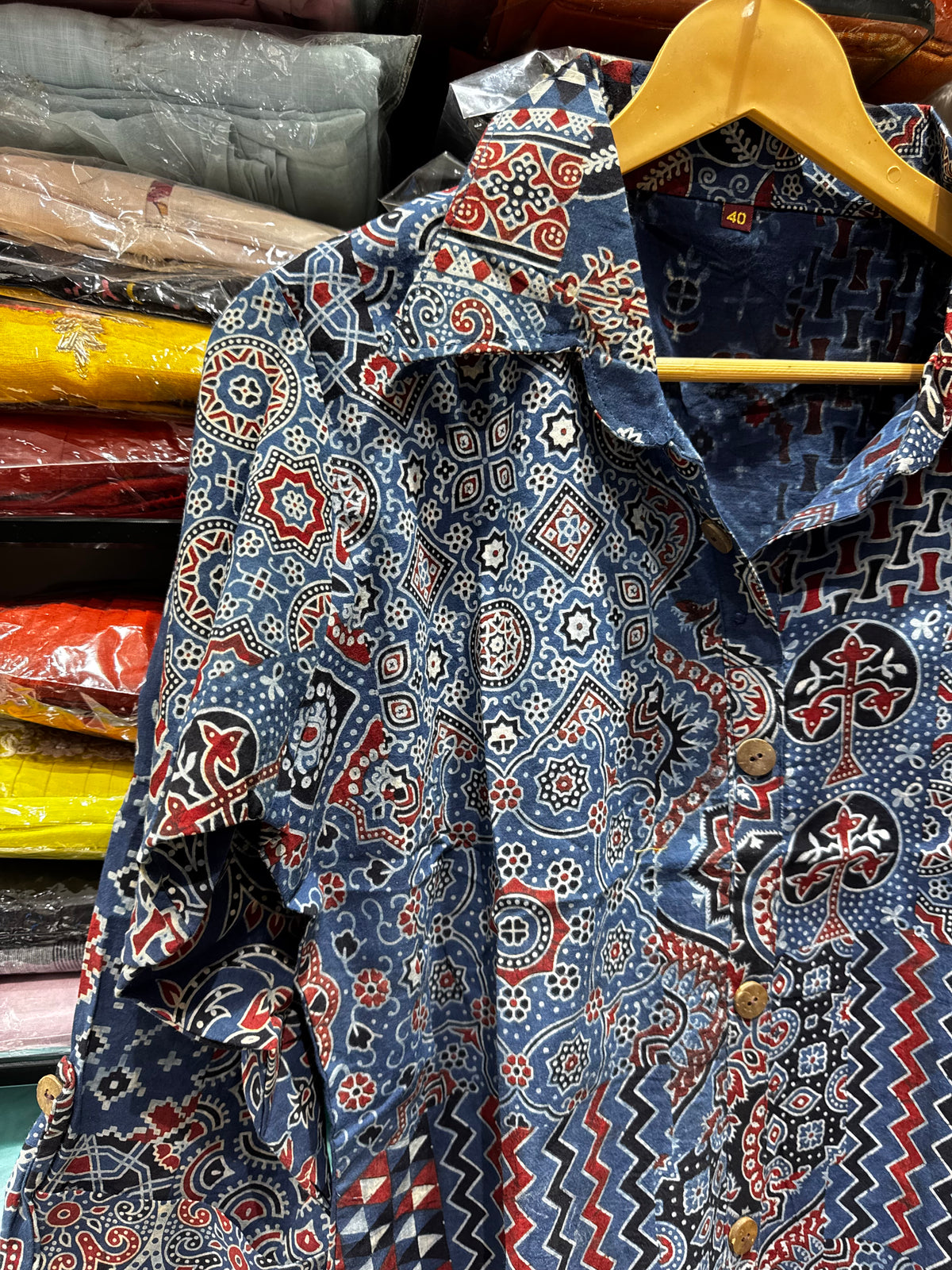 SH19 Ajarkh Jaipur cotton shirt style tunic