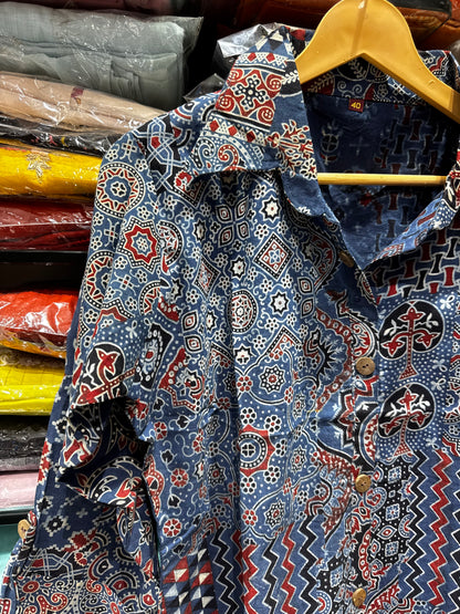 SH19 Ajarkh Jaipur cotton shirt style tunic