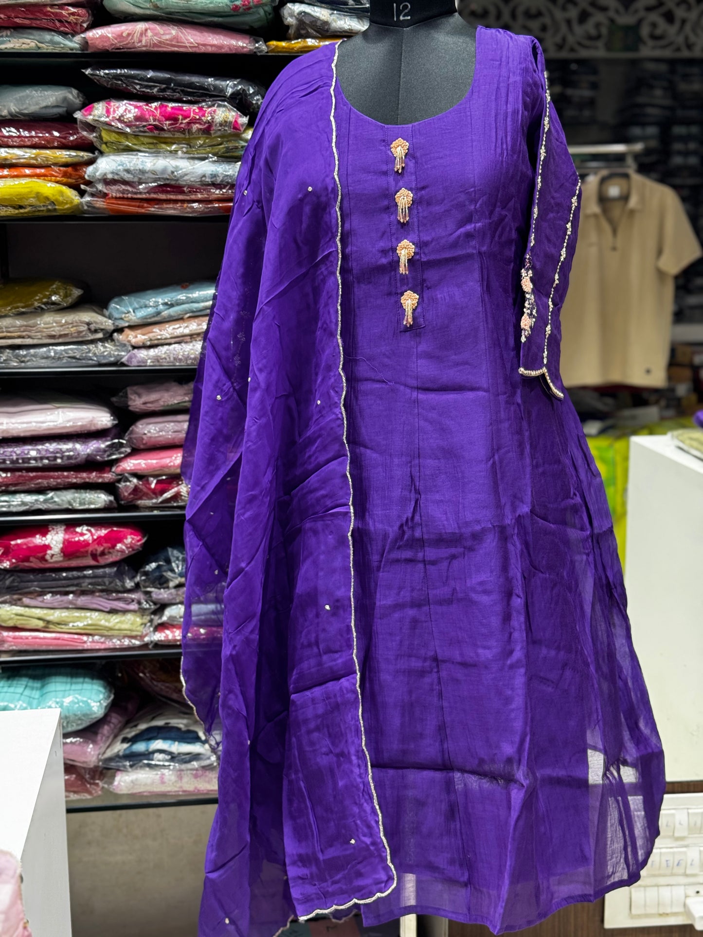 K175 Benaras Mulchanderi Partywear three peice set