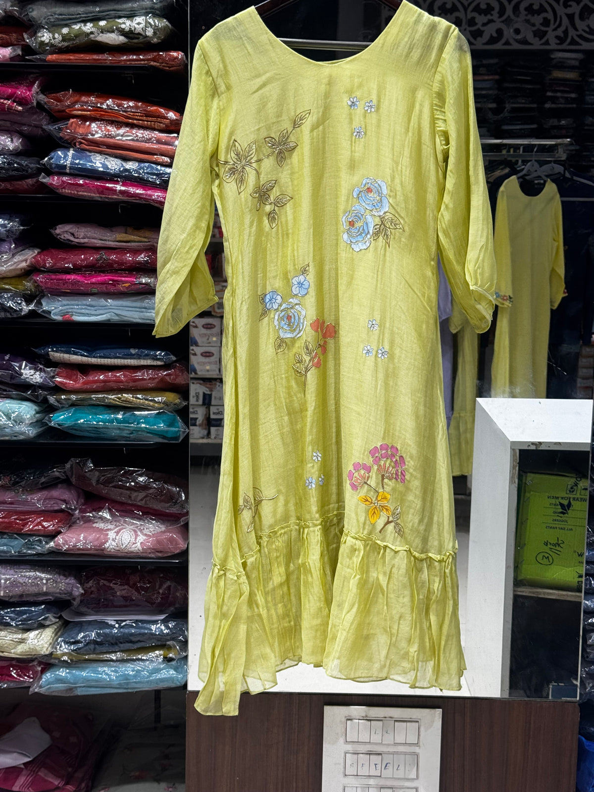 F156 Benaras mulchanderi dress