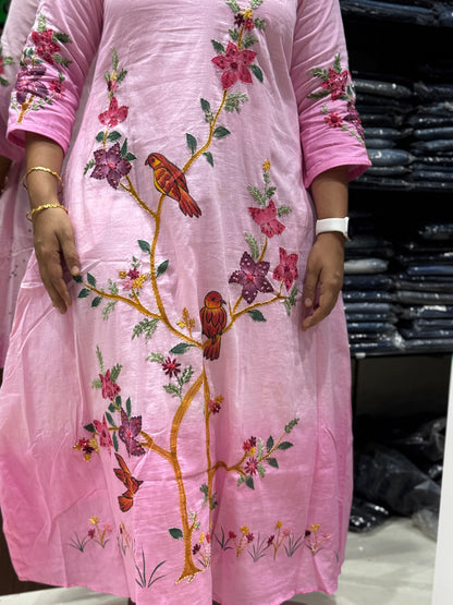 F130 Pink Ombre Mul cotton dress