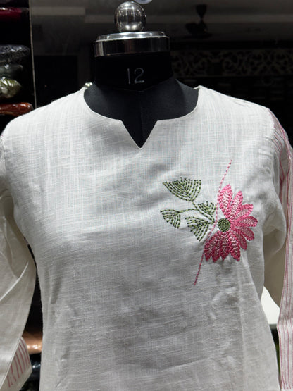C137 handloom cotton white cord set