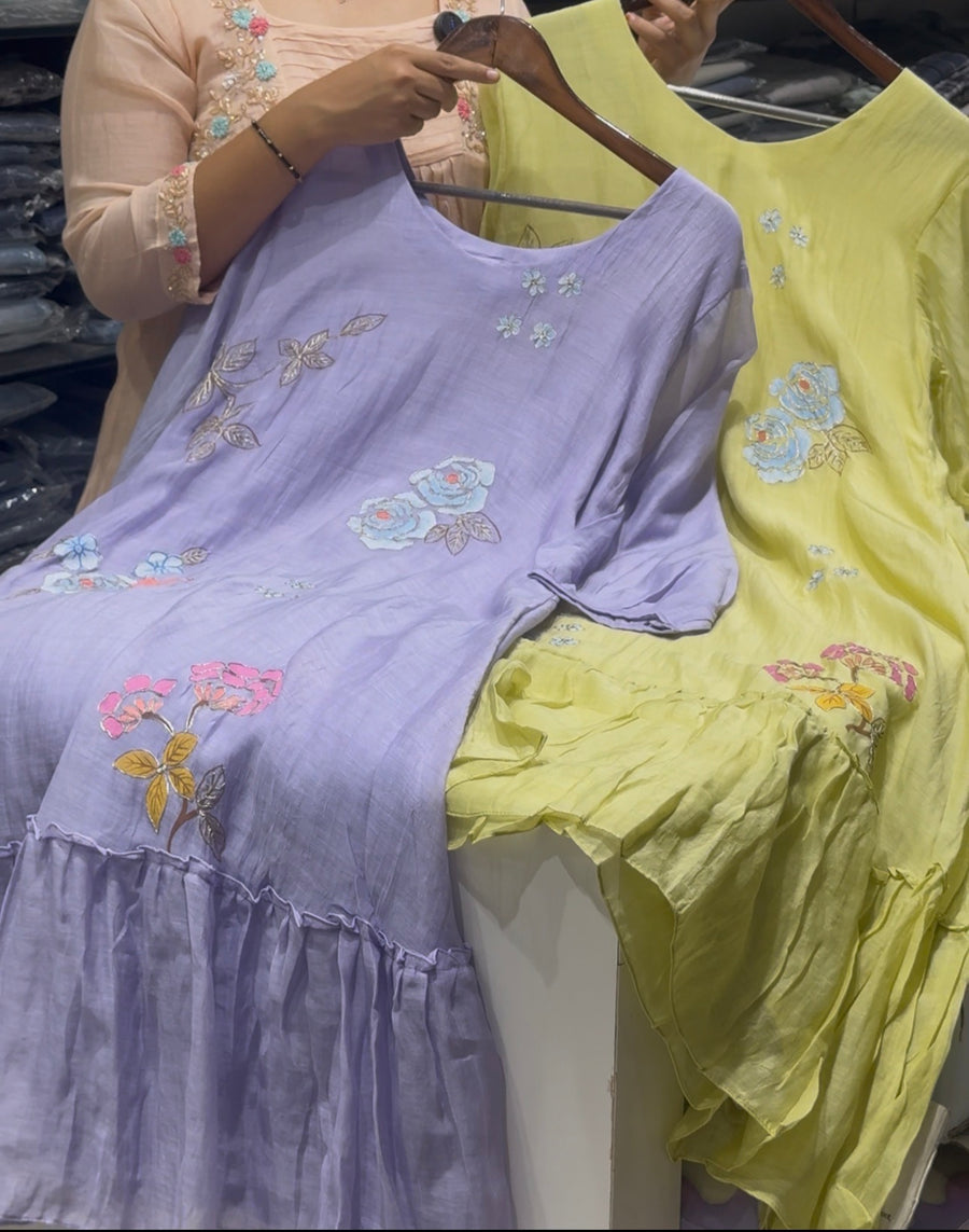 F156 Benaras mulchanderi dress