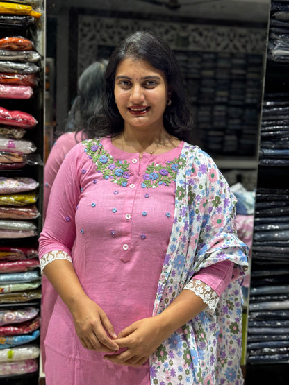 K160 Handloom cotton floral 3pc set