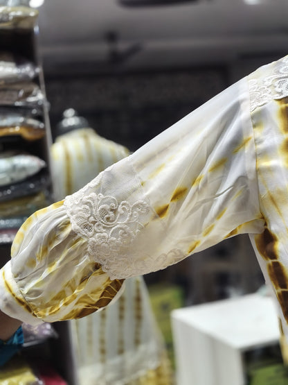 F134 Sunflower dress with crosia lace