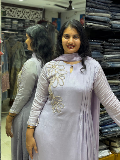 K222 Lavender chinon three peice suit set