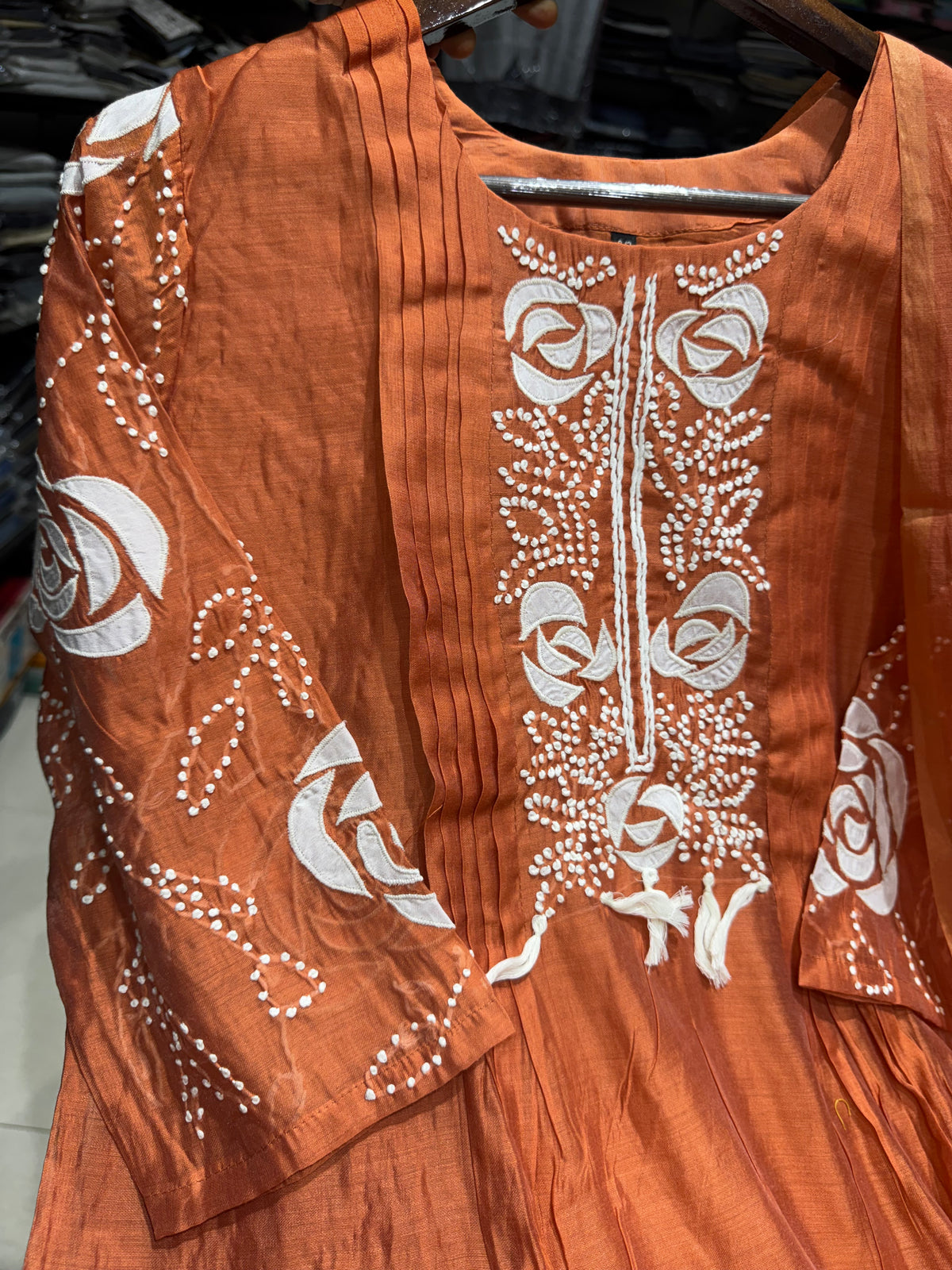 K235 Rust orange mulchanderi suit set